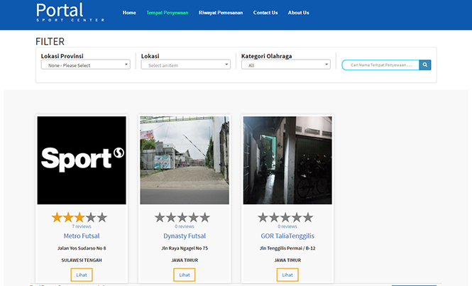 Portal Website Sports Field Rentals Using Framework Codeigniter